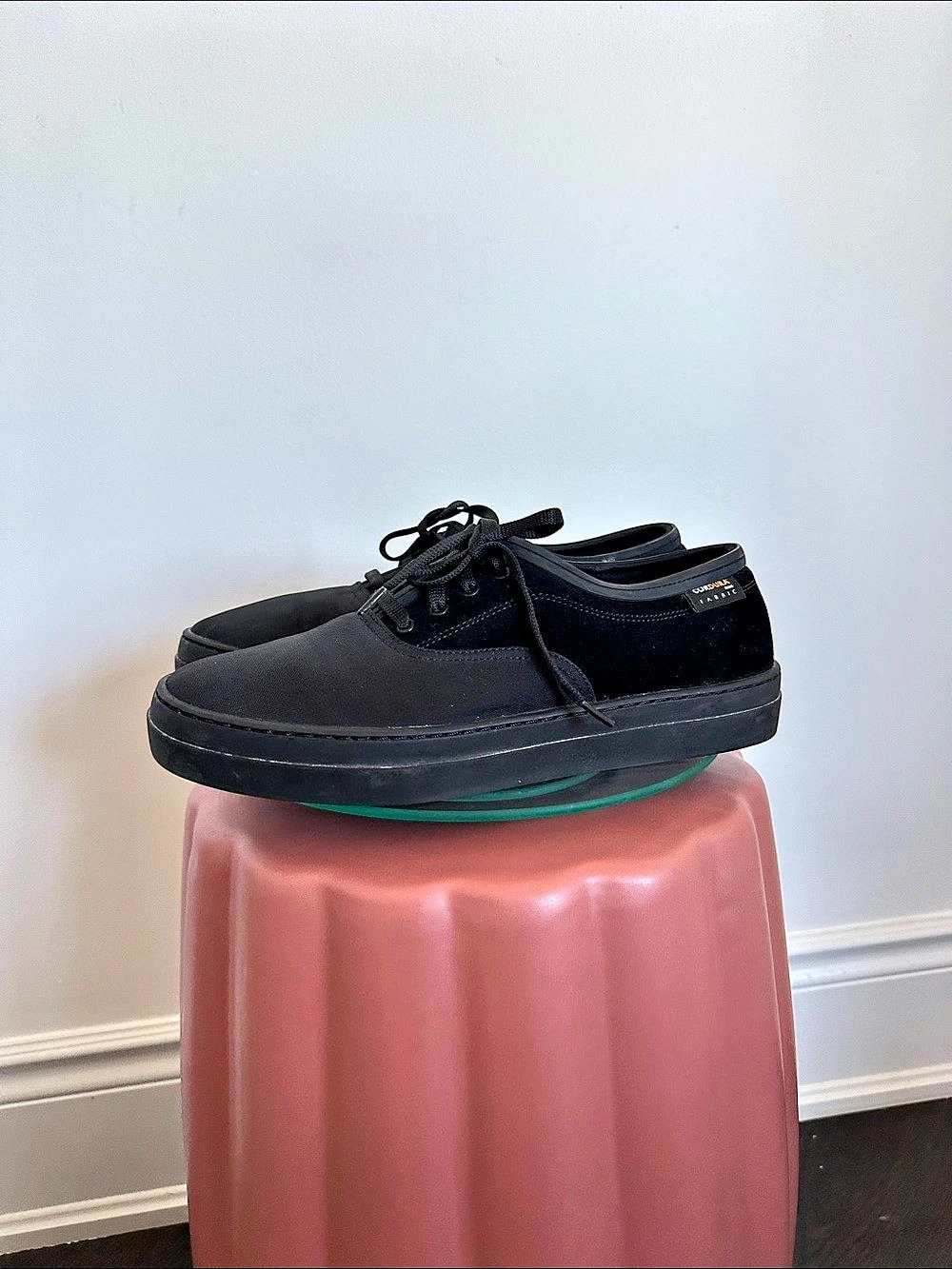 ALDO Cordura Fabric Mens suede & canvas rubber sole all Black Sneakers US 8 - Picture 3 of 13